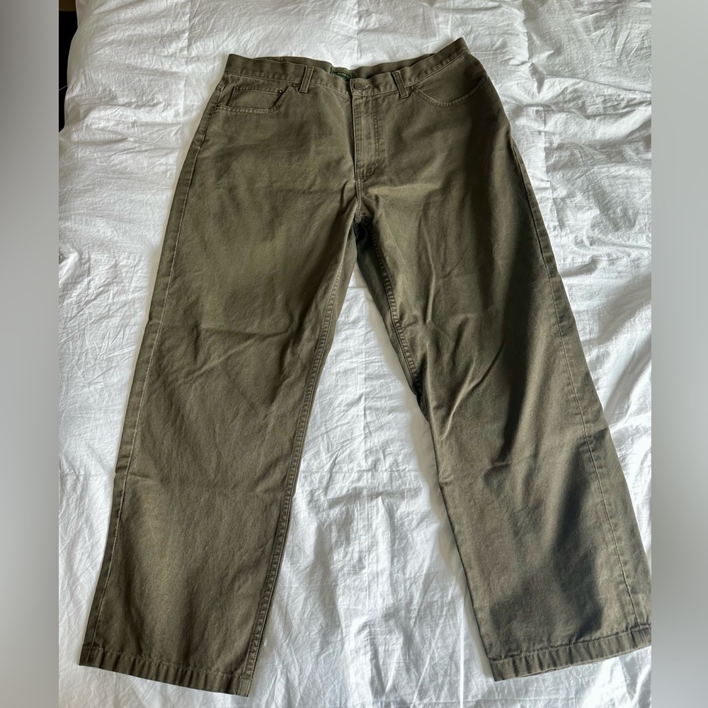 Filson Men’s Canvas Chino Pants – Olive Green – Size 38 x 28